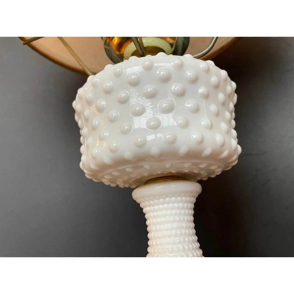 Fenton Style Hobnail Milk Glass Table Lamp White Excellent Vintage Must Rewire - Picture 8 of 16